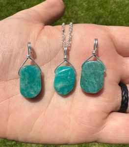 Amazonite Pendant on Sterling Silver Wire 