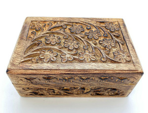 Floral Carved Wooden Box