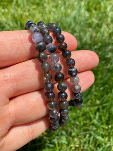 Iolite Elastic BraceletRound - 6mm Beads