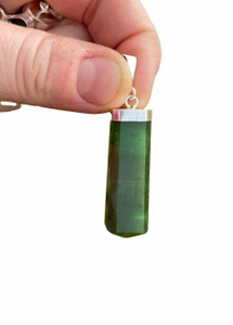 Nephrite Jade Polished Point Pendant in Capped Setting - Sterling Silver