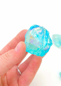 Raw Aqua Aura Quartz Crystal - Blue