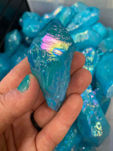 Raw Aqua Aura Quartz Crystal Point