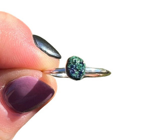 Raw Azurite Malachite Bezel Ring in Sterling Silver 
