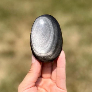 Silver Sheen Obsidian Palm Stone 